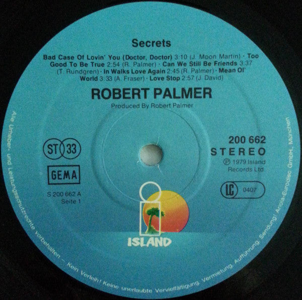 Robert Palmer – Secrets (LP, Album, Germany - 1979)
