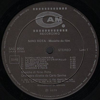 Nino Rota – Musiche Da Film (LP, Album, Italy - 1973)