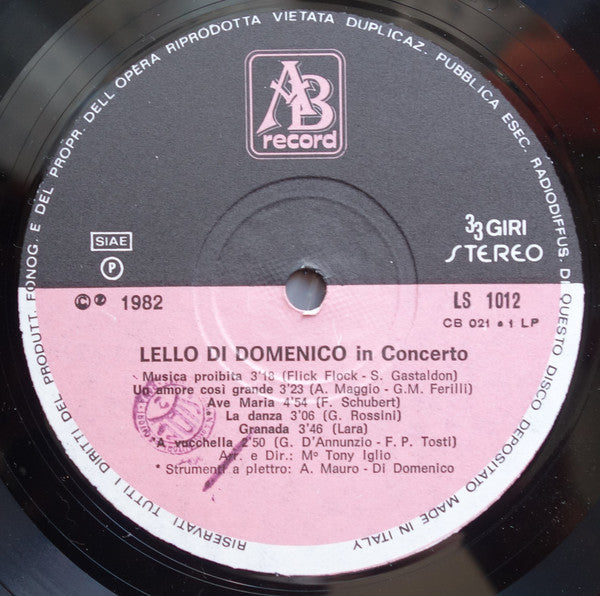Lello Di Domenico – In Concerto (LP, Album, Italy - 1980)