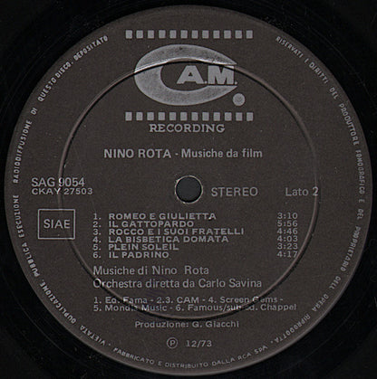 Nino Rota – Musiche Da Film (LP, Album, Italy - 1973)