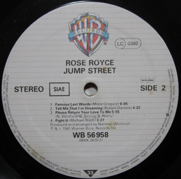 Rose Royce – Jump Street (LP, Album, Italy - 1981)
