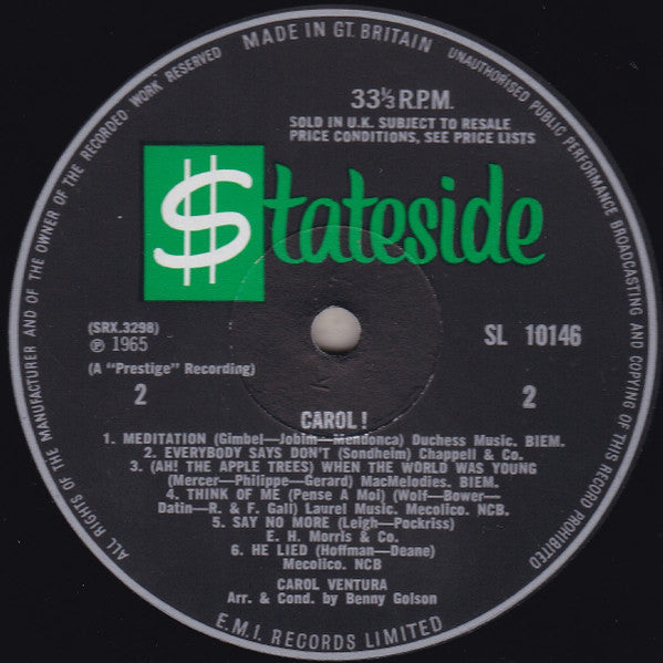 Carol Ventura – Carol! (LP, Album, UK - 1965)
