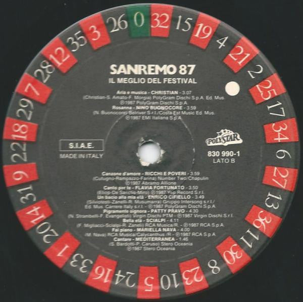 Various – Sanremo '87- Il Meglio Del Festival (LP, Compilation, Italy - 1987)
