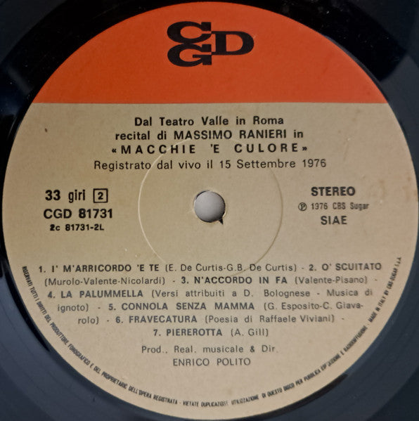 Massimo Ranieri – Macchie 'E Culore (LP, Album, Italy - 1976)