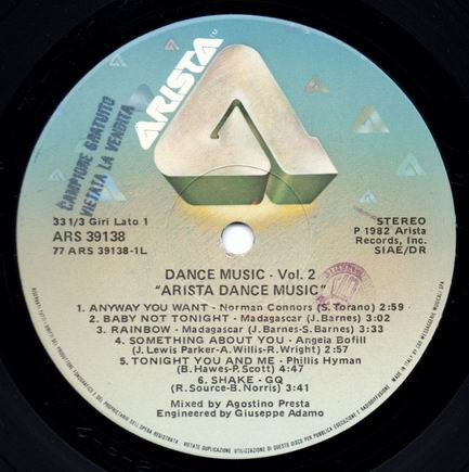 Various – Dance Music Vol. 2 - Arista Dance Music (LP, Compilation, Italy - 1982)