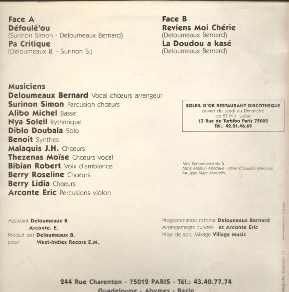 Bernard Deloumeaux, Simon Surinon – Défoulé' Ou (LP, France)