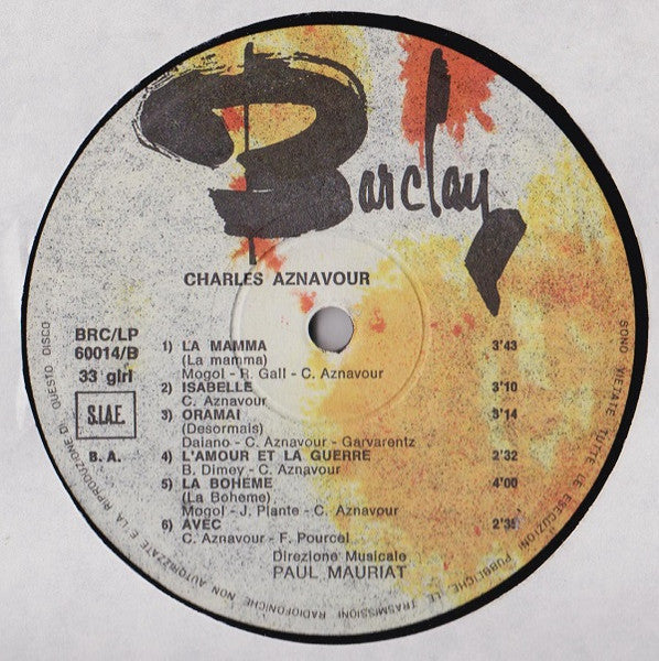 Charles Aznavour – Charles Aznavour E Le Sue Canzoni (LP, Compilation, Italy - 1973)