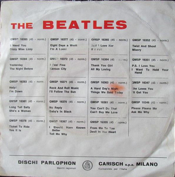 The Beatles – Help ! / I'm Down (7", Italy - 1965)
