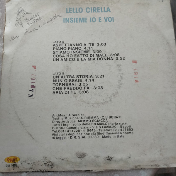 Lello Cirella – Insieme Io E Voi (LP, Italy - 1989)