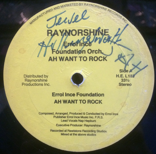 The Errol Ince Orchestra – Ah Want To Rock (12", US)