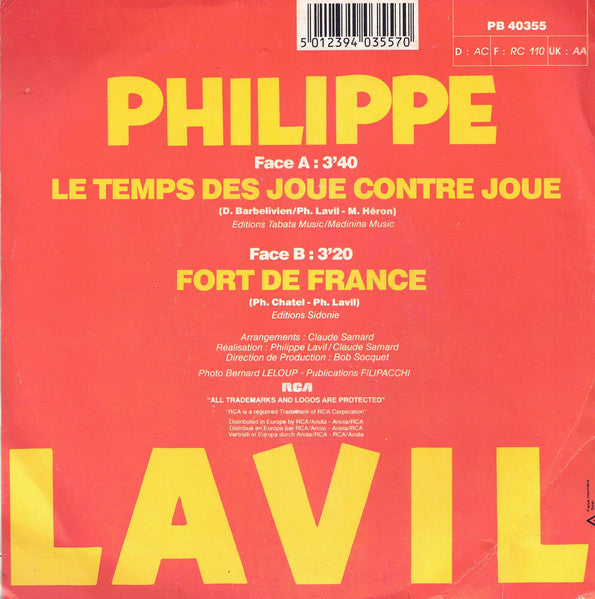 Philippe Lavil – Le Temps Des Joue Contre Joue (7", France - 1985)