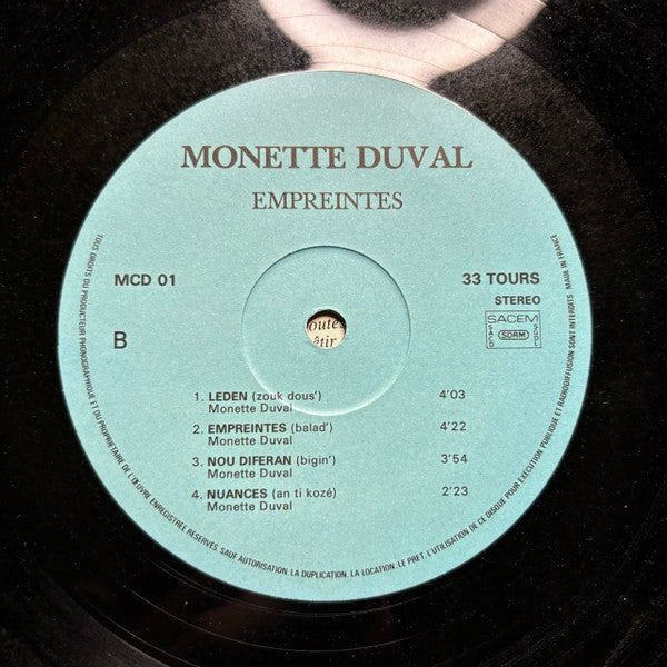 Monette Duval – Empreintes (LP, Album, France)