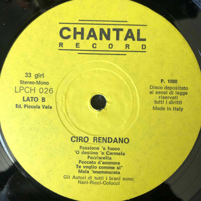 Ciro Rendano – Peccato D'Ammore (LP, Italy - 1980)