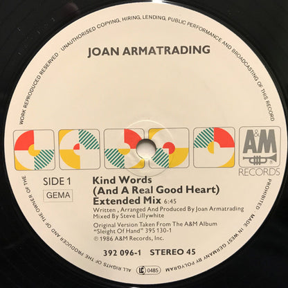 Joan Armatrading – Kind Words (And A Real Good Heart) (Extended Mix) (12", Germany - 1986)