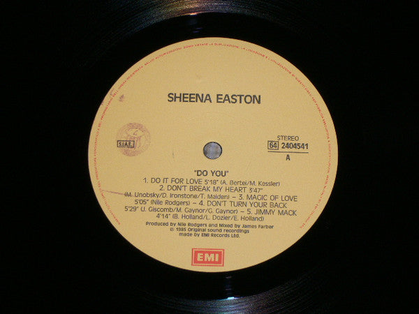 Sheena Easton – Do You (LP, Album, Italy - 1985)