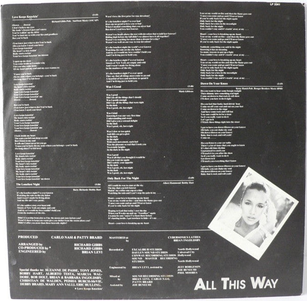 Patty Brard – All This Way (LP, Album, Italy - 1981)