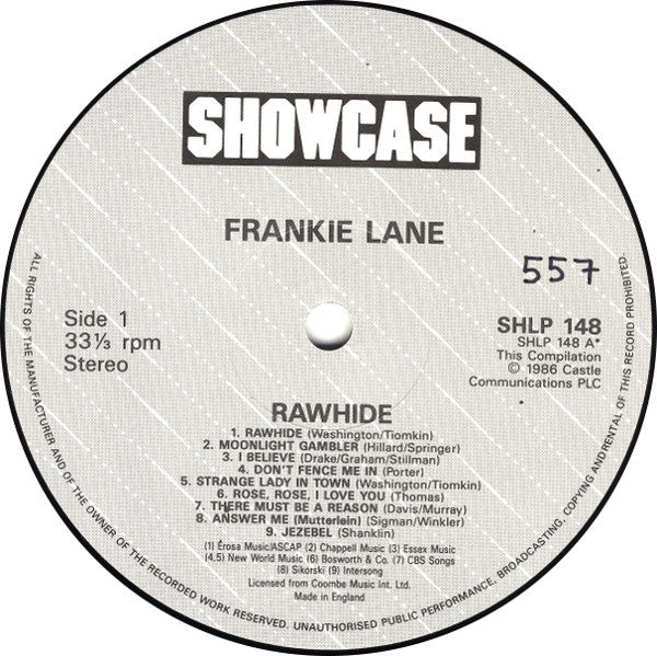 Frankie Laine – Rawhide (LP, Album, UK - 1986)