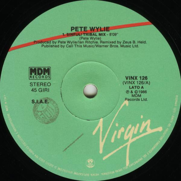 Pete Wylie, The Oedipus Wrecks – Sinful! (Tribal Mix) (12", Italy - 1986)