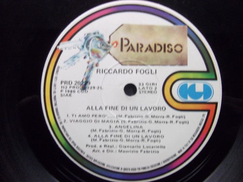 Riccardo Fogli – Alla Fine Di Un Lavoro (LP, Album, Italy - 1980)