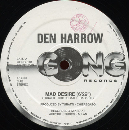 Den Harrow – Mad Desire (Special Remix) (12", Italy - 1985)