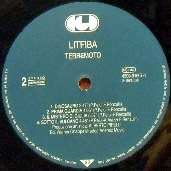 Litfiba – Terremoto (LP, Album, Europe - 1993)