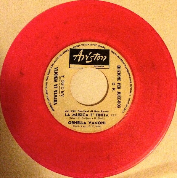 Ornella Vanoni – La Musica È Finita (7", Italy - 1967)