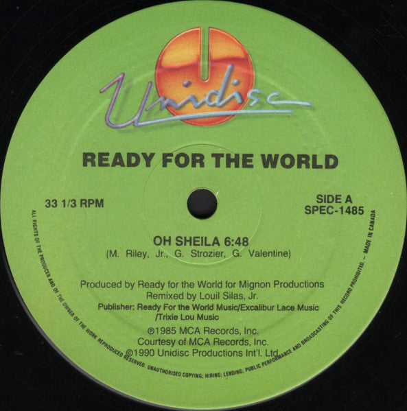 Ready For The World, T-Connection – Oh Sheila / At Midnight (12", Canada - 1990)