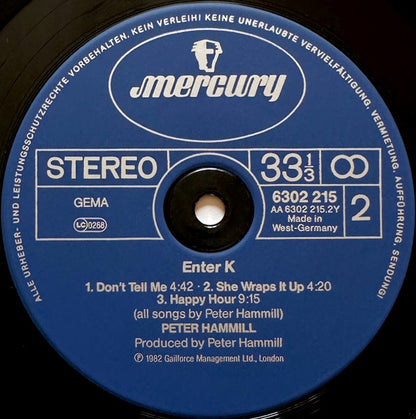 Peter Hammill – Enter K (LP, Album, Germany - 1982)