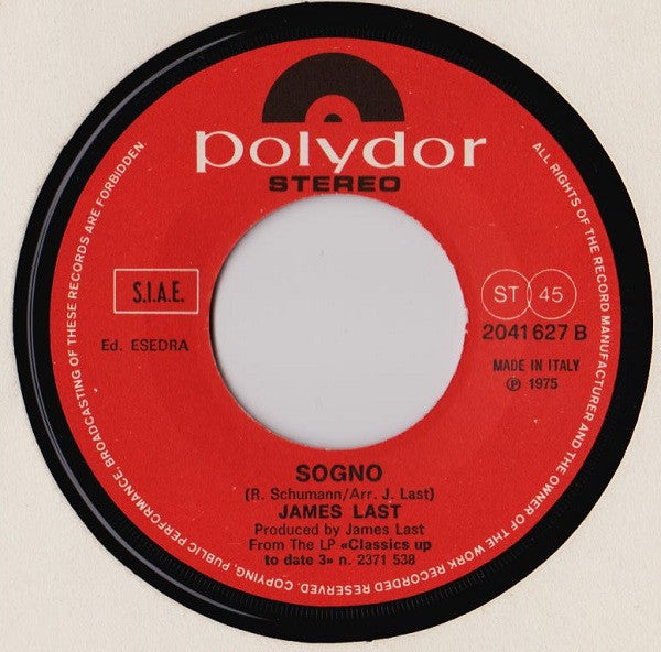 James Last – Tristezza (Studio, Op. 10 N.3) (7", Italy - 1975)