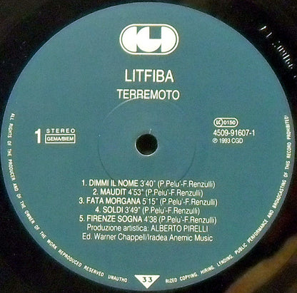 Litfiba – Terremoto (LP, Album, Europe - 1993)