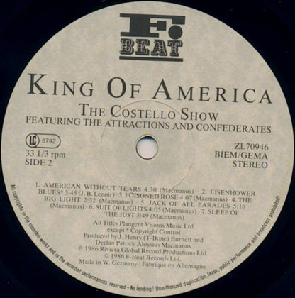 The Costello Show, The Attractions, The Confederates – King Of America (LP, Album, Europe - 1986)