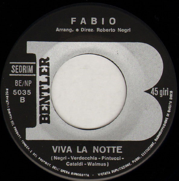 Fabio (57) – Vorrei Sapere / Viva La Notte (7", Italy - 1968)
