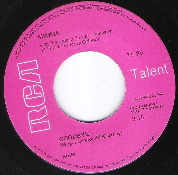 Mimma – Goodbye / Senza Lui (7", Italy - 1969)