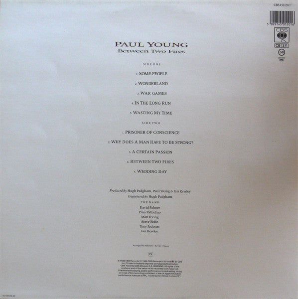 Paul Young – Between Two Fires (LP, Album, Europe - 1986)
