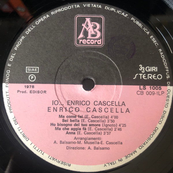 Enrico Cascella – Io... Enrico Cascella  (LP, Album, Italy - 1978)