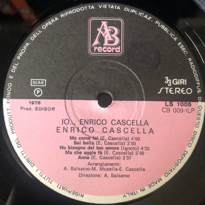 Enrico Cascella – Io... Enrico Cascella  (LP, Album, Italy - 1978)