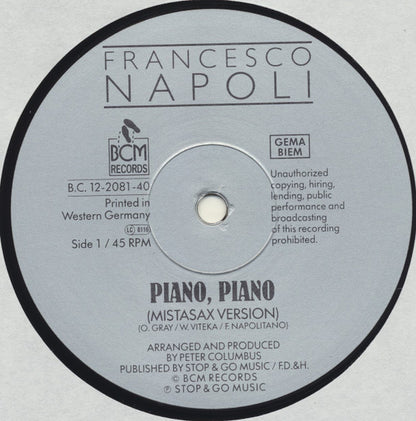 Francesco Napoli – Piano, Piano (12", Germany - 1988)