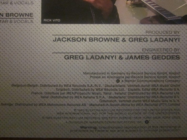 Jackson Browne – Lawyers In Love (LP, Album, Italy - 1983)