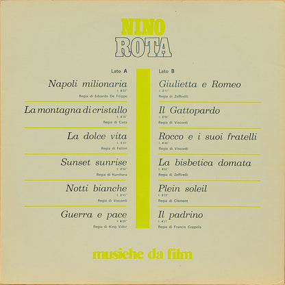 Nino Rota – Musiche Da Film (LP, Album, Italy - 1973)
