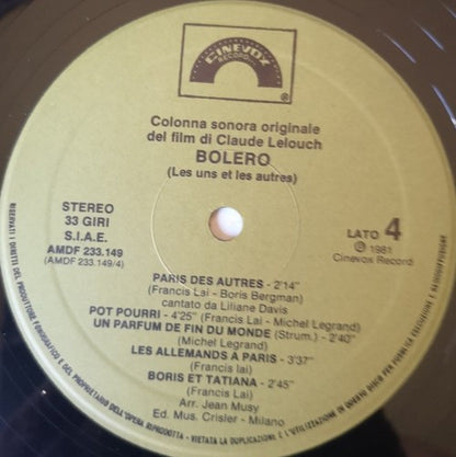 Francis Lai, Michel Legrand – Bolero (Colonna Sonora Originale) (LP, Album, Italy - 1981)