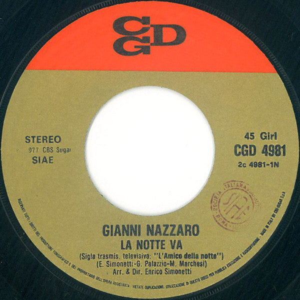 Gianni Nazzaro – La Notte Va (7", Italy - 1977)