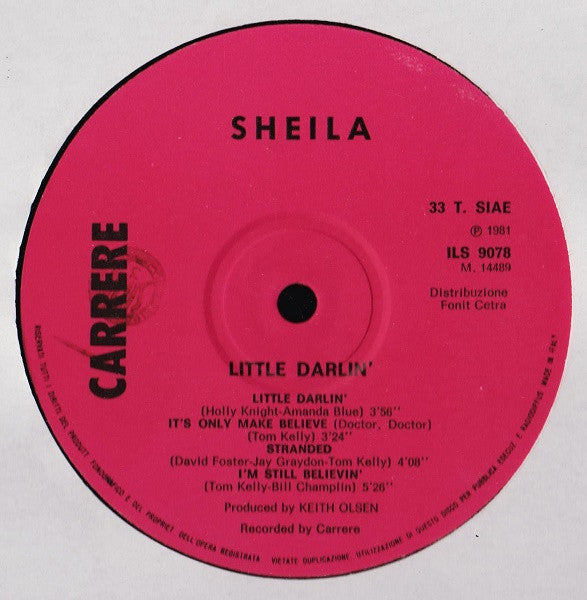 Sheila (5) – Little Darlin' (LP, Album, Italy - 1981)