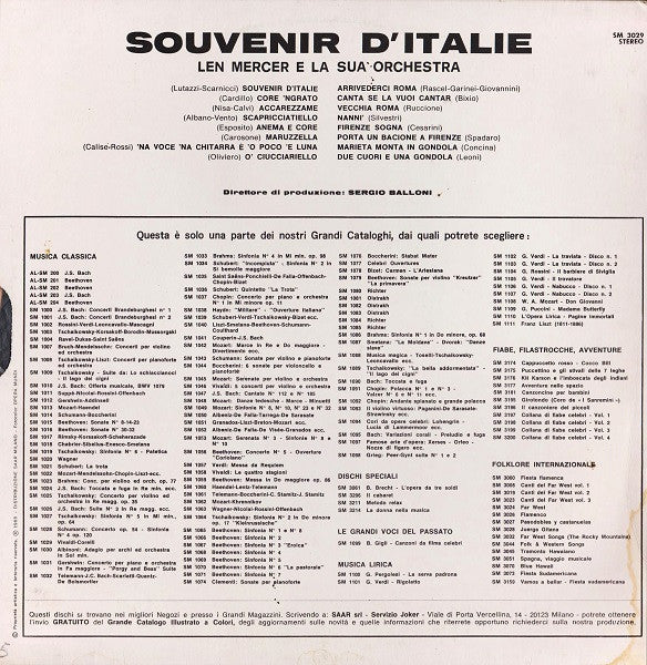 Len Mercer And His Orchestra – Souvenir D'Italie (LP, Reissue, Compilation, Italy)