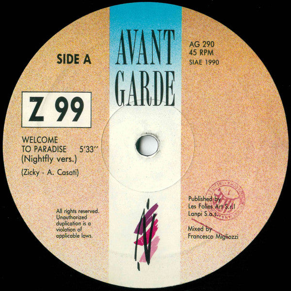 Z 99 – Welcome To Paradise (12", Italy - 1990)