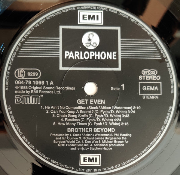 Brother Beyond – Get Even (LP, Album, Europe - 1988)