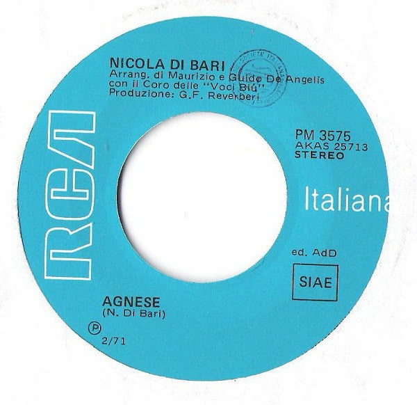 Nicola Di Bari – Il Cuore Ѐ  Uno Zingaro / Agnese (7", Italy - 1971)