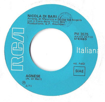 Nicola Di Bari – Il Cuore Ѐ  Uno Zingaro / Agnese (7", Italy - 1971)