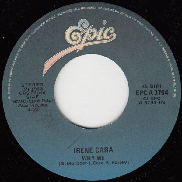 Irene Cara – Why Me? (7", Italy - 1983)