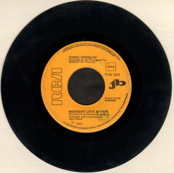 Carol Douglas, Elisabetta Virgili –  Midnight Love Affair / Primo Amore    (7", Italy - 1976)