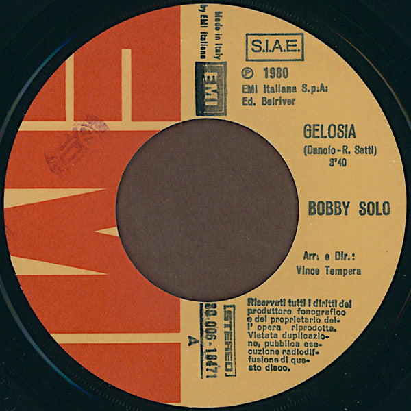 Bobby Solo – Gelosia (7", Italy - 1980)